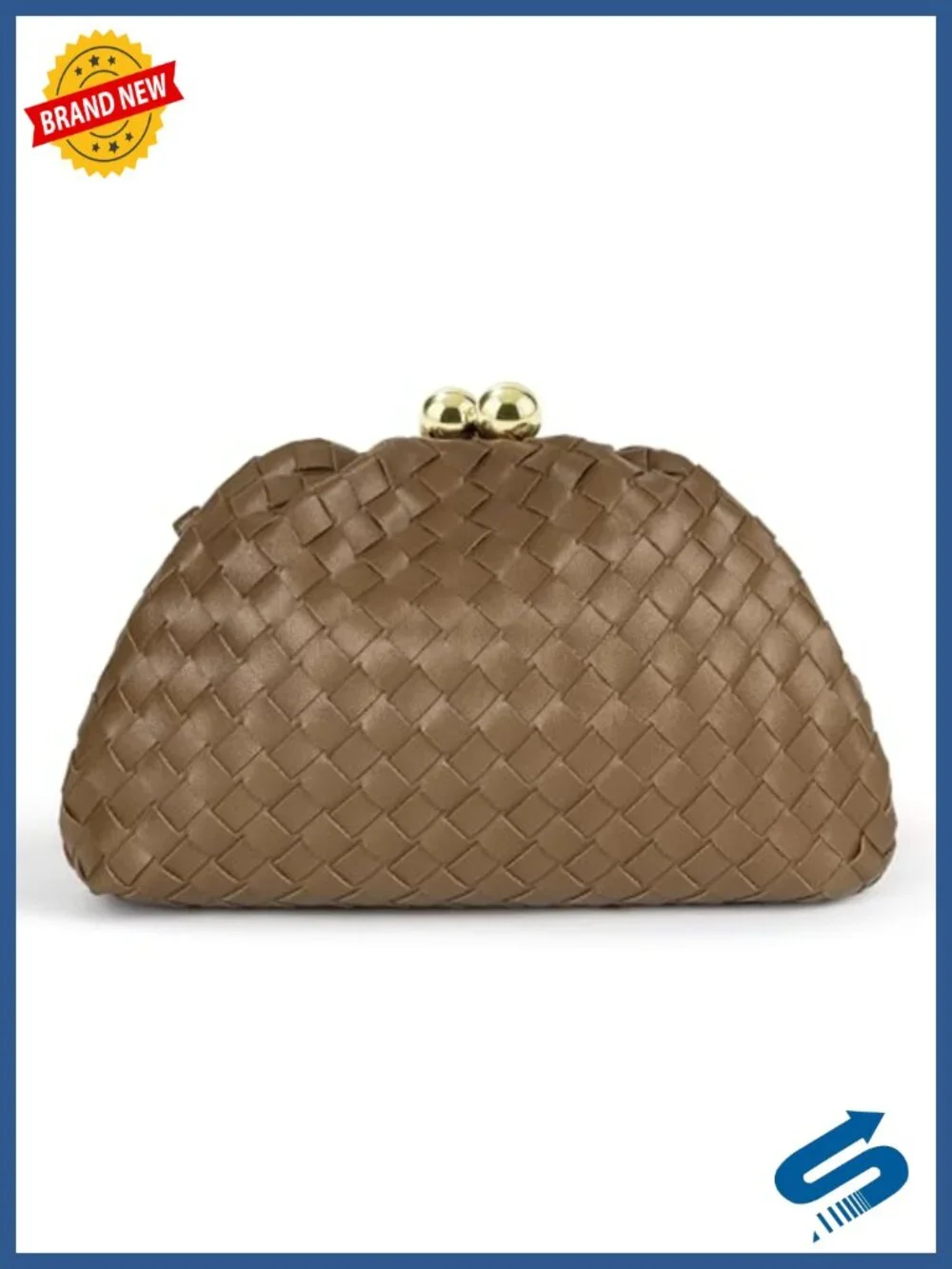 Woven Vegan Leather Dumpling Bag Clutch Crossbody Wedding Purse